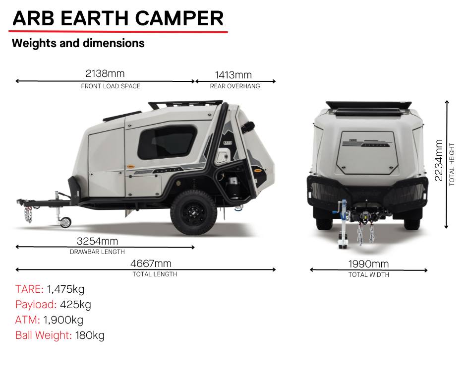 ARB Earth Camper ที่สุดของการเดินทาง!
Standard inclusions:- 100AH Lithium battery- 96L dual-zone ZERO Fridge Freezer- Premium 3 burner Slide Kitchen- 120W solar panel- REDARC Manager30 BMS- ARB BASE Rack- ARB Earth Camper Alloy wheels 16x7.5+20- Maxxis Razr All Terrain tyres 265/75/R16- 2 x Sirocco fans- 160+ outlet nationwide support network- 900mm trailing arm- ARB Old Man Emu Nitrocharger suspension
