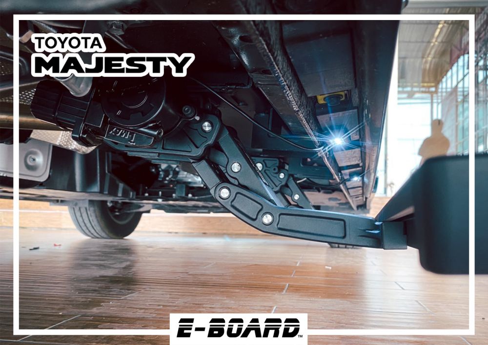 บันไดข้างไฟฟ้า E-BOARD Toyota Majesty  เพิ่มความสะดวกสบายสำหรับครอบครัว..-ทำงานระบบไฟฟ้า จากแบตเตอรรี่รถยนต์-มีระบบ safety ที่อัจฉริยะหยุดการทำงานทันทีโดยไม่หนีบขา-มอเตอร์กันน้ำ มีซีลถึง 3 ชั้น ลุยน้ำ ลุยโคลนได้-บันไดทำด้วยวัสดุอลูมิเนียม น้ำหนักเบาและแข็งแรง-แผ่นบันไดขึ้นป้องกันการลื่นไถล-ได้รับการรองรับ TS16949-รับประกันสินค้า 2 ปี พร้อมบริการติดตั้งถึงที่บ้านไม่มีการเจาะตัวรถในการติดตั้ง
