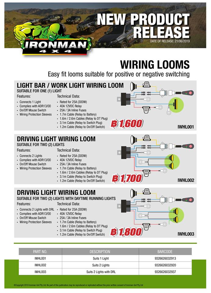 แนะนำนวัฒนกรรมที่เหนือกว่าNEW LED LIGHT RANGE ของ Ironman 4x4 สป๊อตไลท์ LED รุ่นใหม่มีหลากหลายให้เลือก และชุดสวิตช์ไฟ ที่มีสายไฟทนต่อความร้อนสูงจากภายในห้องเครื่อง ตามมาตรฐานอุตสาหกรรมรถยนต์ 
