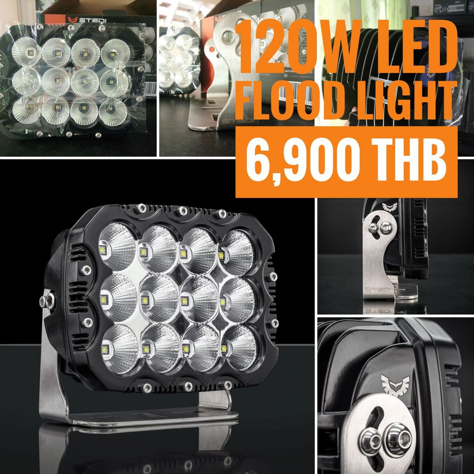 20W LED FLOOD LIGHT6,900 THB/pcs.
120W Combo Set. (พร้อมชุดสายไฟ)15,500 THB/set.
สายรถใหญ่ รถบรรทุก รถเหมือง รถตัก เท่านั้น
