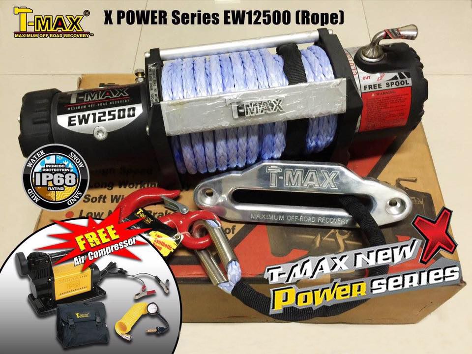 โปรโมชั่น สุดร้อนแรงงงง
Winch T-Max NEW X Power Series มอเตอร์กันน้ำ, โคลน, ทราย
แถมฟรี ไปเล๊ย.. ปั้มลม Air Compressor 13.8v
Winch T-Max NEW X Power Series
 
1.EW9500, EW12500 สลิง Sling
2.EW9500, EW12500 เชือก Rope
 
มอเตอร์กันน้ำ, โคลน, ทราย
กล่องโซลินอยด์ ป้องกันน้ำ
กล่องเกียร์กันน้ำมีประสิทธิภาพสูง
มีอายุการใช้งานที่ยาวนาน
แรงลากดึงเร็วขึ้น
เชือกมีความยืดหยุ่นมากขึ้น
 
6000LBS ATWPro
EW9500 Offroad
EW12500 Offroad
EW12500 Outback
