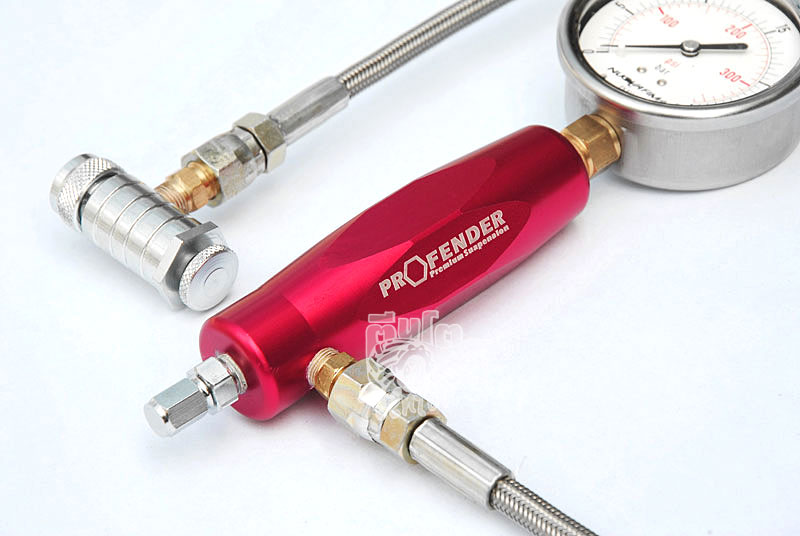 NITROGEN GAS FRILLER “PROFESSIONAL TYPE”PART # FIL-PRO-1    *Great Design, handle made with red anodized aluminum *No Loss Air Chuck Valve for precise Shock Charging*Built in Pressure Gauge* High Pressure  Braided Hose Made with High Quality Teflon Material *Hose Length 1 meter for easy servicing 

