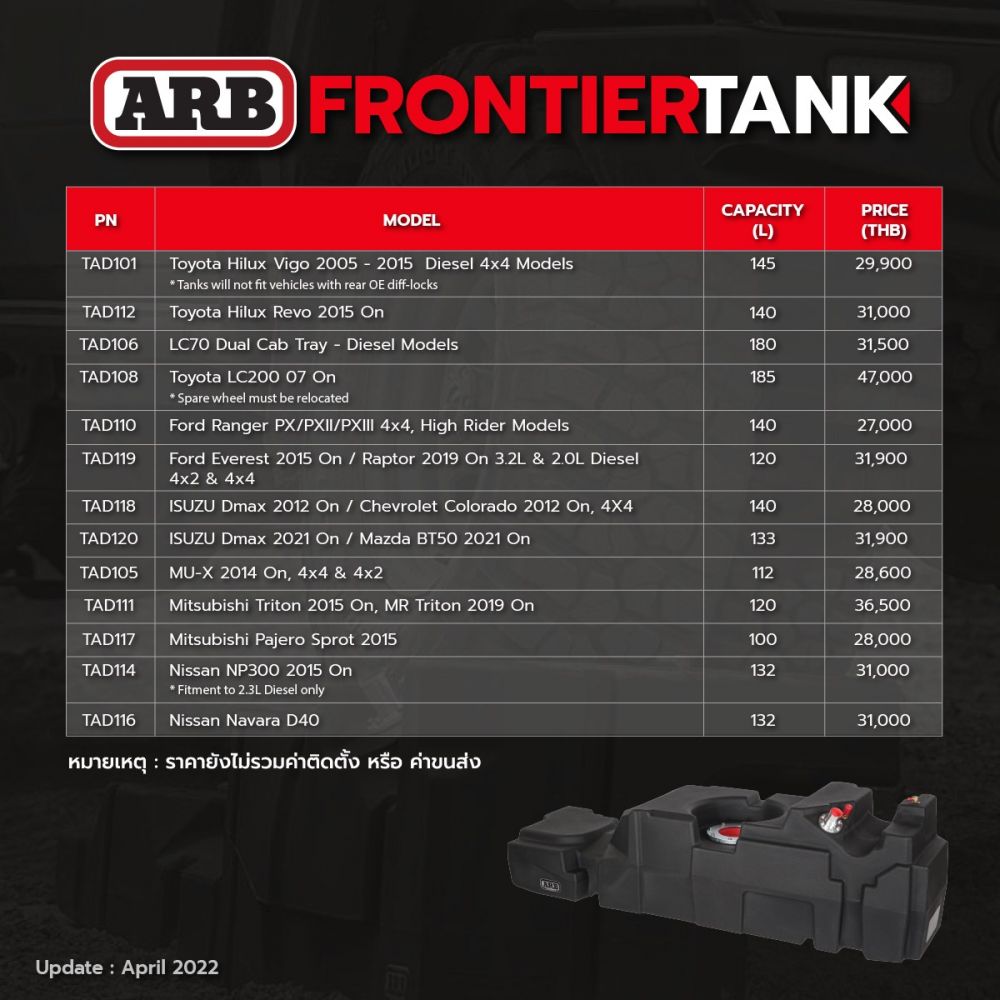 ถังน้ำมัน ARB Frontier Tank ออกแบบมาตรงรุ่นรถ  ความจุขนาดไหน ราคาเท่าไร ชมรายละเอียดได้เลย

