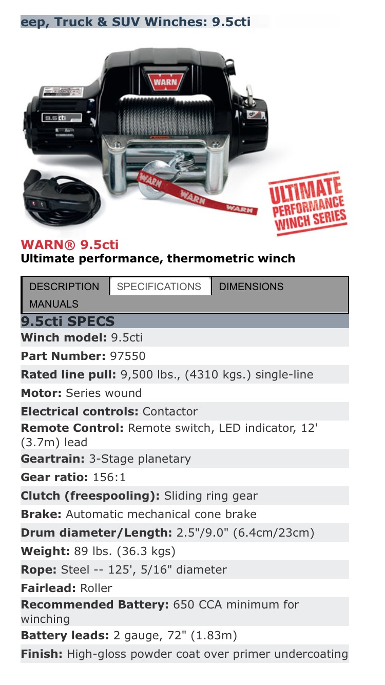 วินซ์ WARN 9.5CTI (PN-95000) 12V ราคา 39,900 บาท (หัวโหนก)
