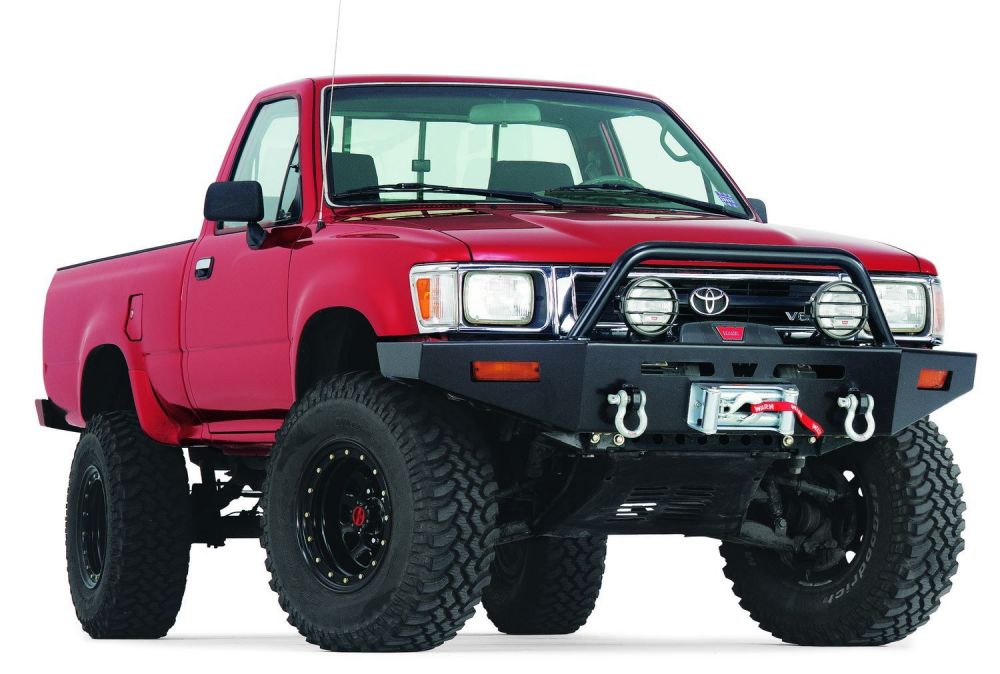 Did you know we still offer up our Rock Crawler front and rear bumpers for the 1989–1995 รถ Toyota pickup? They&#39;re designed to maximize approach and departure angles, and continue around the flares to match the bodylines. Welded eyelets for shackles on the fronts for maximum recovery options, and a built-in winch mount. Both are laser cut and precision welded, too. Made in the USA.
