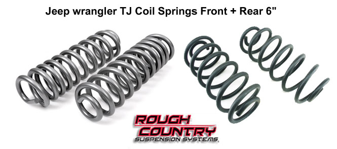 97-06 Jeep Wrangler TJ 6 ” Front + Rear Coil Spring 
ชุดสปริงหน้า และ หลัง ยก 6 นิ้ว สำหรับ jeep wranggler TJ 97- 2004 
 
Part Brand: ..Rough Country Made in USA 
