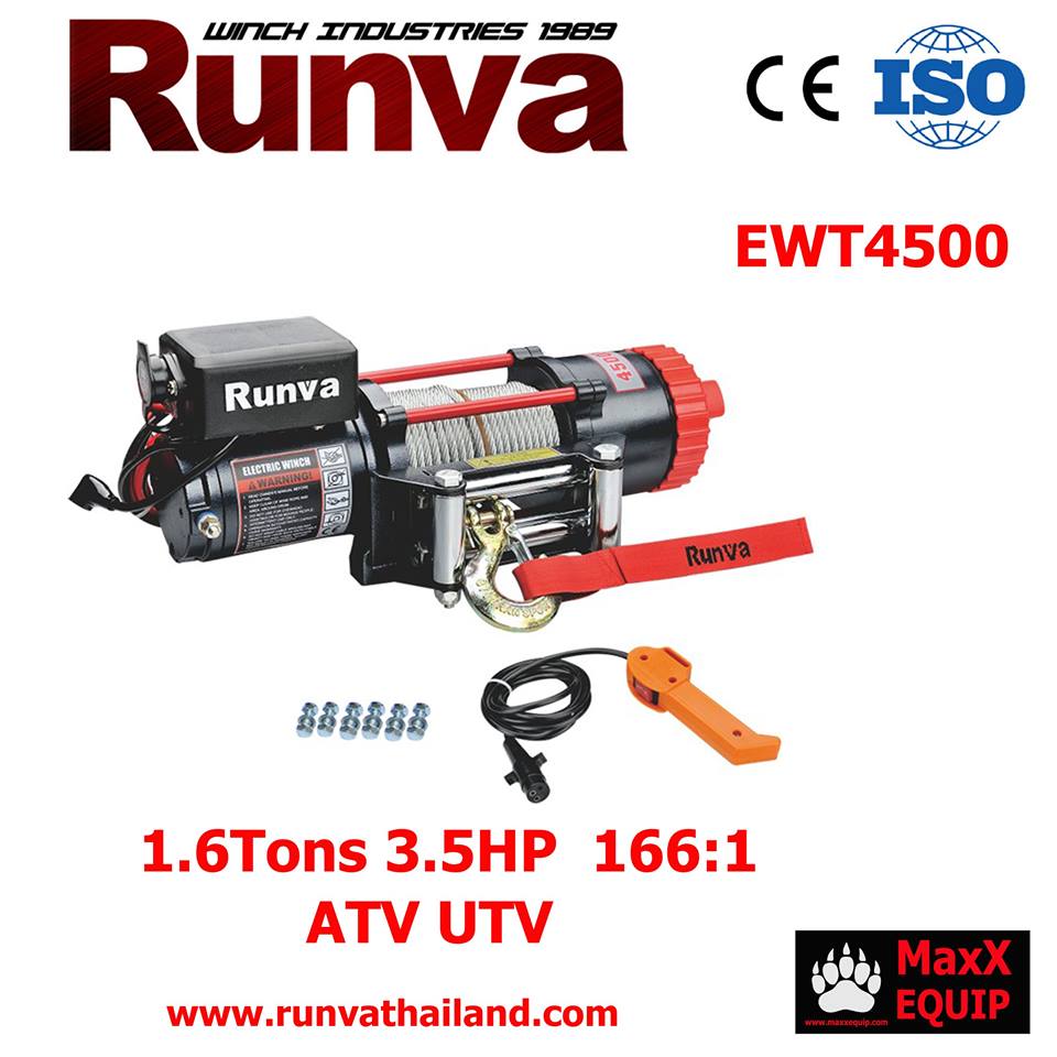 Runva Winch รุ่น EWT4500 (สลิง) 4500 lbs (2043Kgs) Motor 3.4ราคา 8,900 บาท
