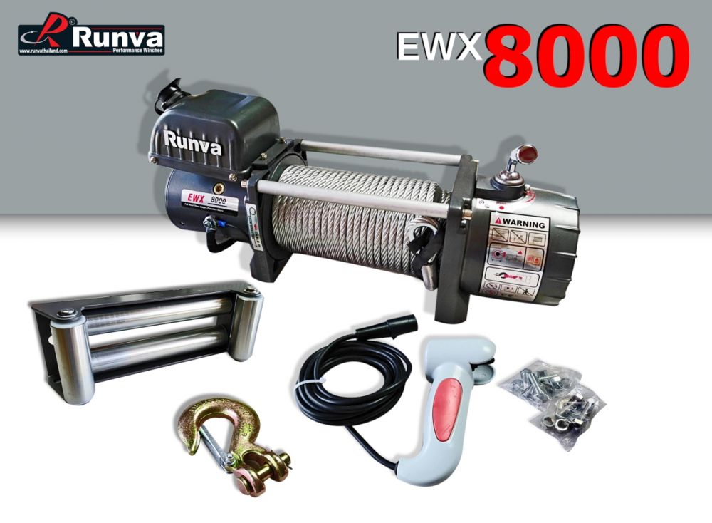 Runva Winch EWX8000ขนาด 3.6ตันมอเตอร์  5.8HP230:1พร้อมอุปกรณ์ติดตั้งราคาเบาเบา 16900- พร้อมรับประกัน 1 ปี ทุกชิ้นส่วนเว้น สลิง
