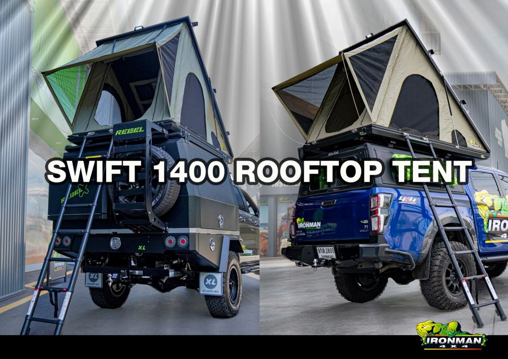 เต็นท์บนหลังคาสุดพรีเมี่ยม จากไอรอนแมนSwift 1400 Rooftop TentSLEEP CAPACITY : 2 PeopleDIMENSIONS (mm)Closed : 2300 (L) x 1400 (W) x 190 (H)Open : 2300 (L) x 1400 (W) x 1630 (H)MATTRESS SIZE (mm) : 2200 (L) x 1300 (W) DoubleWEIGHT : 88kg + (4kg incl. roof rails)CASING : Powdercoated Steel Covered Aluminium- หลังละ 65,000 บาท- ราคาไม่รวมค่าติดตั้ง
