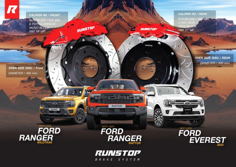 เท่ห์ ดุดัน ไม่เกรงใจใคร !!!!3 พี่ใหญ่แห่ง Ford โฉมล่าสุด สำหรับล้อแม็กซ์ 20ขึ้นไป-Next-Gen Ford Ranger Wildtrak-Next-Gen Ford Ranger Raptor-Next-Gen Ford Ranger Everestจัดเต็มชุดใหญ่ ทั้งชุดคาลิปเปอร์ และ ชุดจานขยายคาลิปเปอร์เดิม+ ชุดหน้าคาลิปเปอร์ R8 6พอต ผลิตจากอลูมิเนียม MonoBlockจานขยายไฮคาร์บอนพลัส 400มม.+ ชุดหลังคาลิปเปอร์ R3 4พอต ผลิตจากเหล็ก TwinBlockจานขยายไฮคาร์บอนพลัส 380มม.
