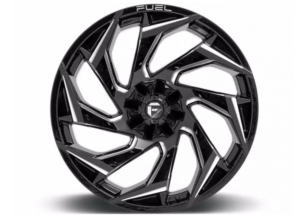 FUEL MILLED GLOSS BLACK REACTION WHEELPart Number:  D75320009847Size : 20 x 10 Offset : -18P.C.D. : 6 x 139.7Centerbore : 106.10Price : 14,000 ฿ 56,000.- / เซ็ท (4 วง) 
