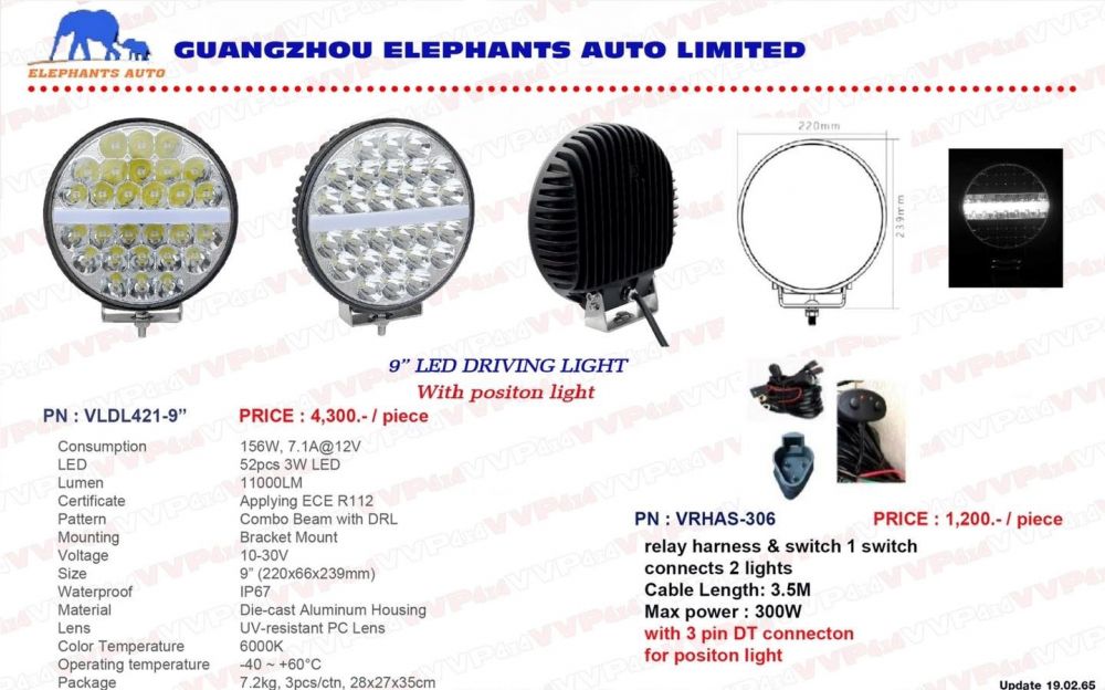 #Guangzhou #Elephants #Auto #LimitedNew สินค้ามาใหม่ LED DRIVING LIGHT With positon light มีให้เลือก 2 ขนาด7” และ 9” ( ใน set จะได้  ไฟ 2 ดวง ชุดสายไฟ 1)ขนาด 7”
