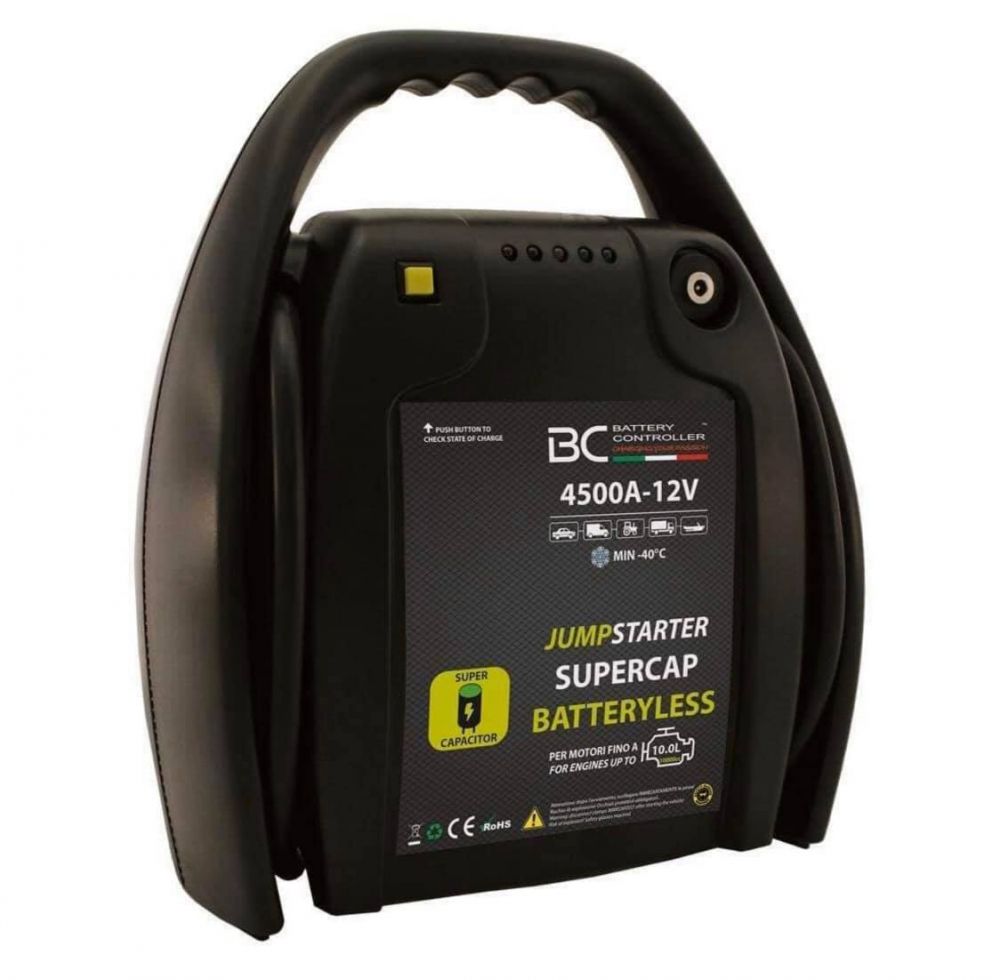 BC jumpstarter Supercap Batteryless 4500A-12Vเป็นมืออาชีพกระโดดฉุกเฉินเริ่มต้นที่ส่งไปยังโรงรถช่างไฟฟ้าอัตโนมัติ, การประชุมเชิงปฏิบัติการ, ร้านขายของร่างกายและช่วยเหลือฉุกเฉินสำหรับการกระโดดเริ่มต้นทั้งหมด 12V น้ำมันเบนซินและดีเซลได้ถึง 10000cc
นวัตกรรมและน้ำหนักเบา - มันมีน้ำหนักเพียง 4 กิโลกรัม - มันเป็นสตาร์ทเตอร์แบบไร้แบตเตอรี่โดยใช้เทคโนโลยีซุปเปอร์คาปาซิเตอร์ตัวใหม่ ซุปเปอร์คาปาซิเตอร์จะสะสมพลังงานที่จำเป็นสำหรับการเริ่มกระโดดอย่างรวดเร็วและใช้ประโยชน์จากพลังงานที่เหลืออยู่ของแบตเตอรี่รถยนต์เพื่อเริ่มต้น
การใช้ supercapacitors ช่วยให้สามารถใช้ตัวเริ่มต้นกระโดดที่อุณหภูมิต่ำสุด (-40 ° C) และรับประกันอายุการใช้งาน 1,000,000 รอบการรักษาประสิทธิภาพคงที่จากการเริ่มกระโดดครั้งแรกจนถึงครั้งสุดท้าย การกระโดดเริ่มต้นจะชาร์จในไม่กี่วินาทีผ่านแบตเตอรี่ 12V หรือในไม่กี่ชั่วโมงผ่านเครื่องชาร์จแบตเตอรี่ที่ให้มา
BC JUMPSTARTER SUPERCAP BATTERYLESS 4500A-12V มีเปลือกหุ้ม ABS พร้อมที่จับตามหลักสรีรศาสตร์ไฟแสดงสถานะ LED สำหรับสถานะแบตเตอรี่ประจุสายเคเบิลคุณภาพสูงและตัวยึดที่แข็งแรงมีฟิวส์ป้องกันและสวิตช์เปิด / ปิดเพื่อความปลอดภัย
