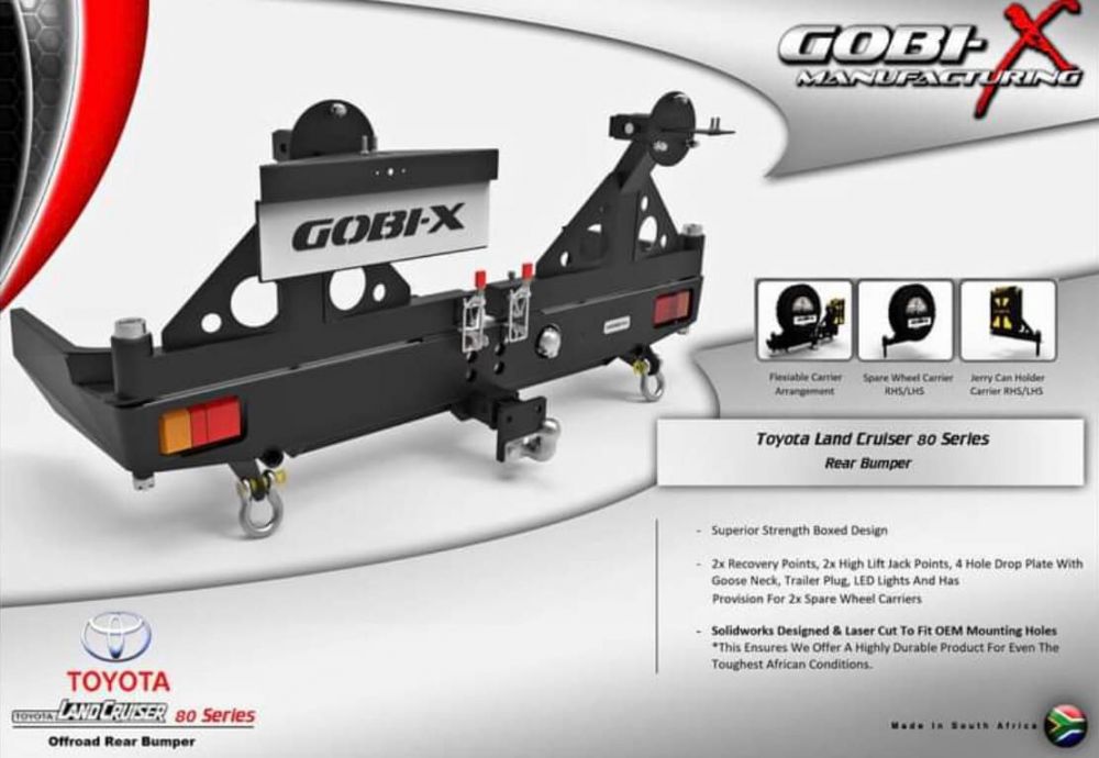 GOBI-X กันชนหลังสำหรับ LC80
รถออฟโร้ดยอดนิยมตลอดกาล
Made In South Africa
